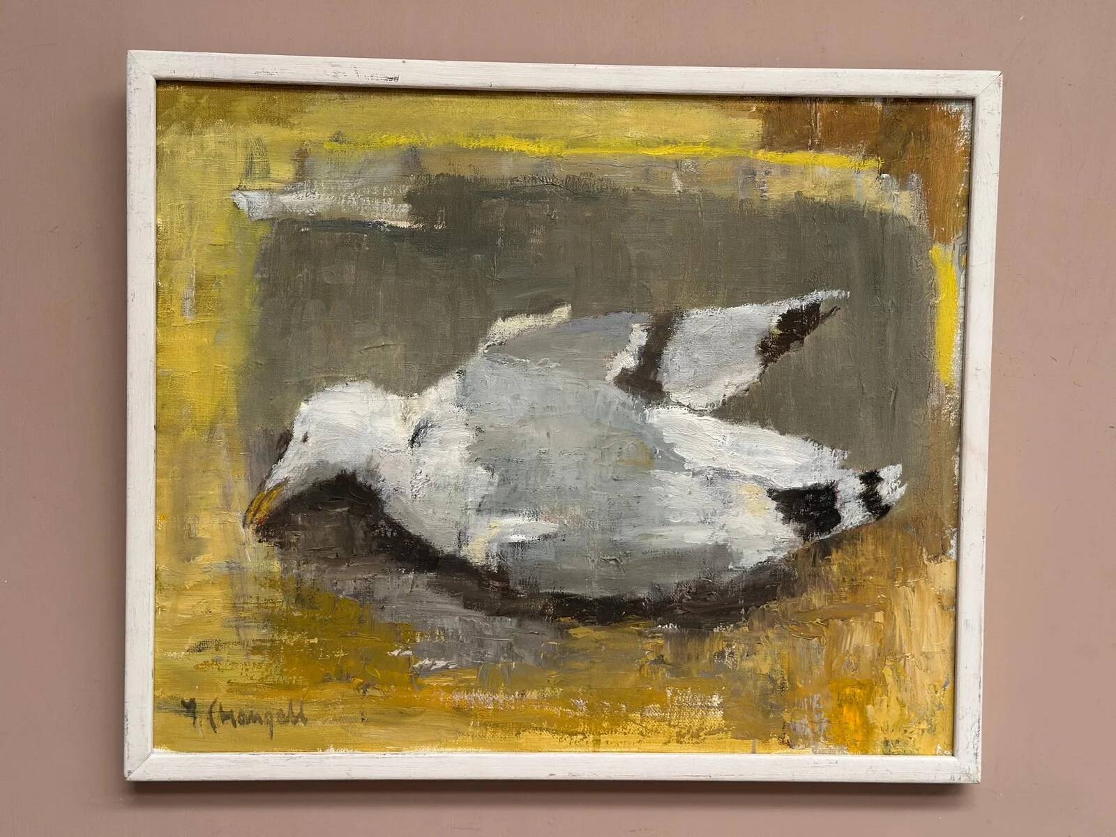 Original Swedish Oil on Canvas – “Seagull” by Ingeborg Stragnell – Signed