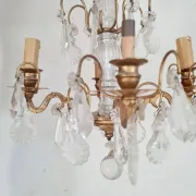 Antique Glass & Gilded Metal Chandelier 1900