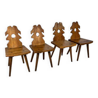 Lot de 4 chaises « Tirol » en chêne du milieu du siècle, années 1960