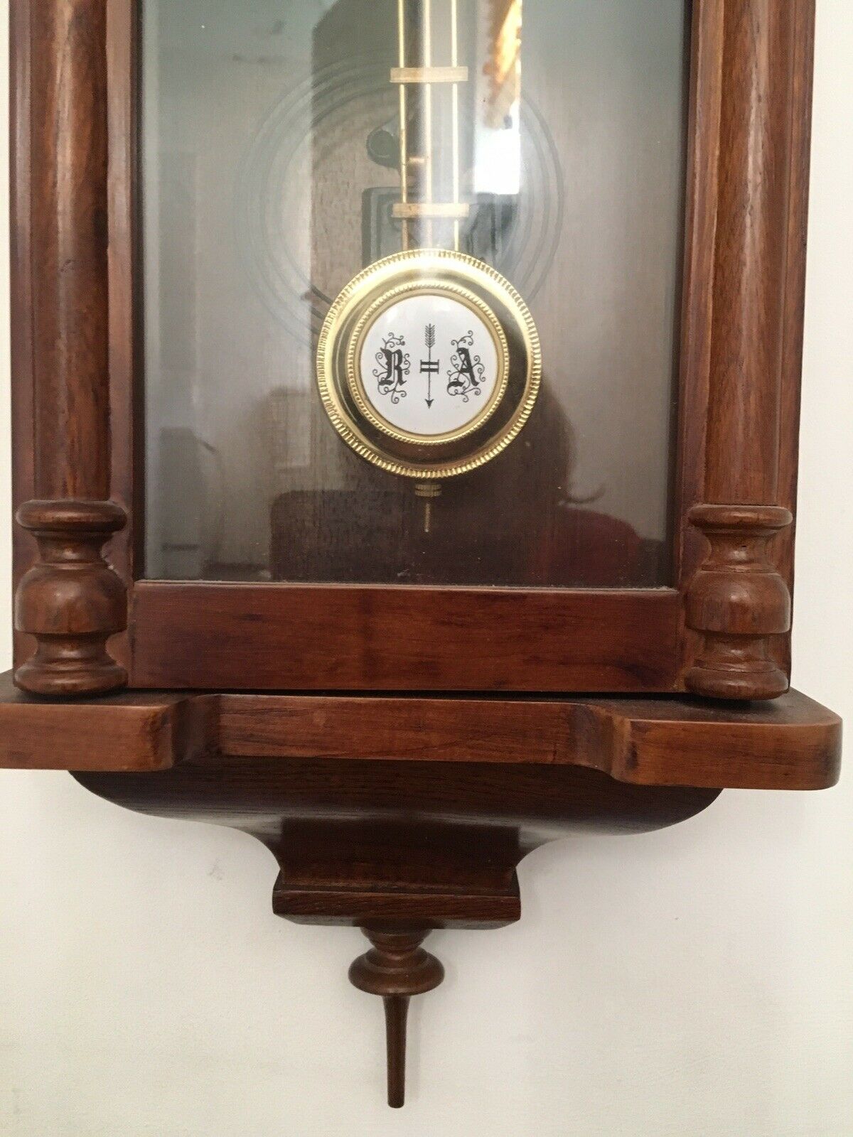 Mid Century Vintage Victorian Style Wall Clock Wood Case,Chime, in Working order