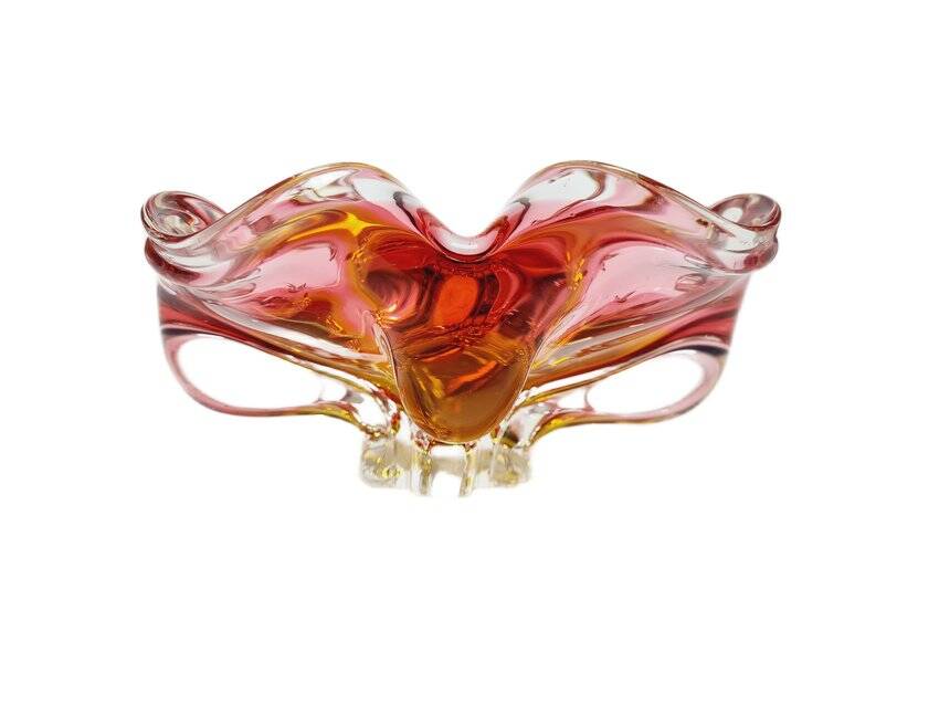 Decorative bowl by J. Hospodka for Chribska Glassworks, Czechoslovakia, 1960s