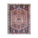 Persian heriz rug, oriental handwoven red wool  50x71cm