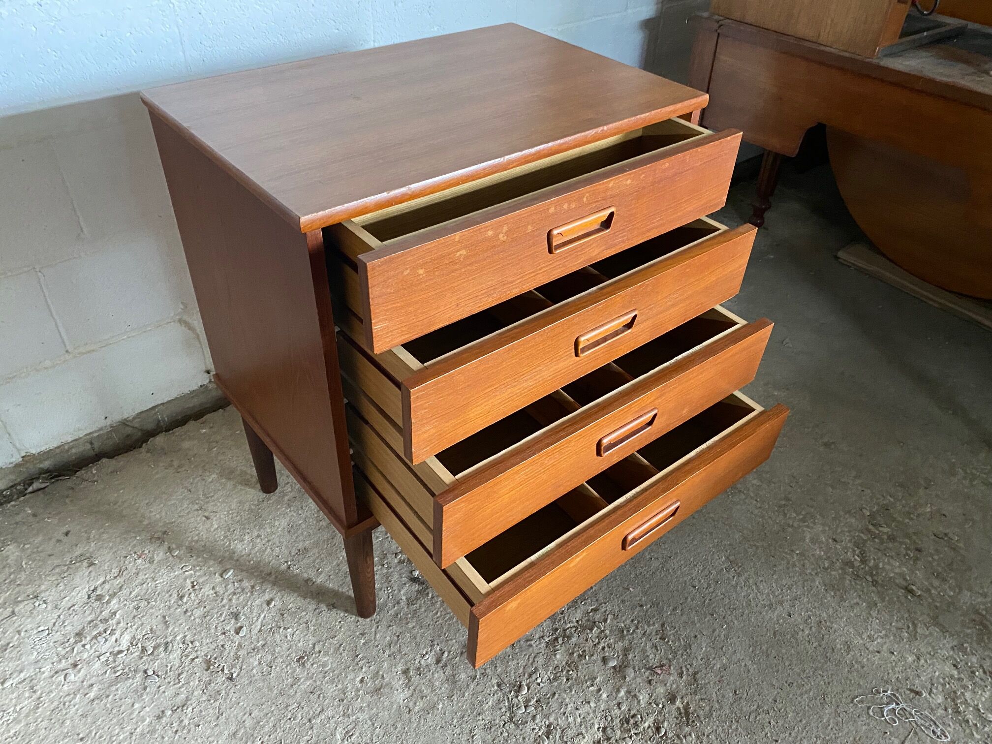 Chest of drawers teak storage furniture and Scandinavian teak veneer 60s
