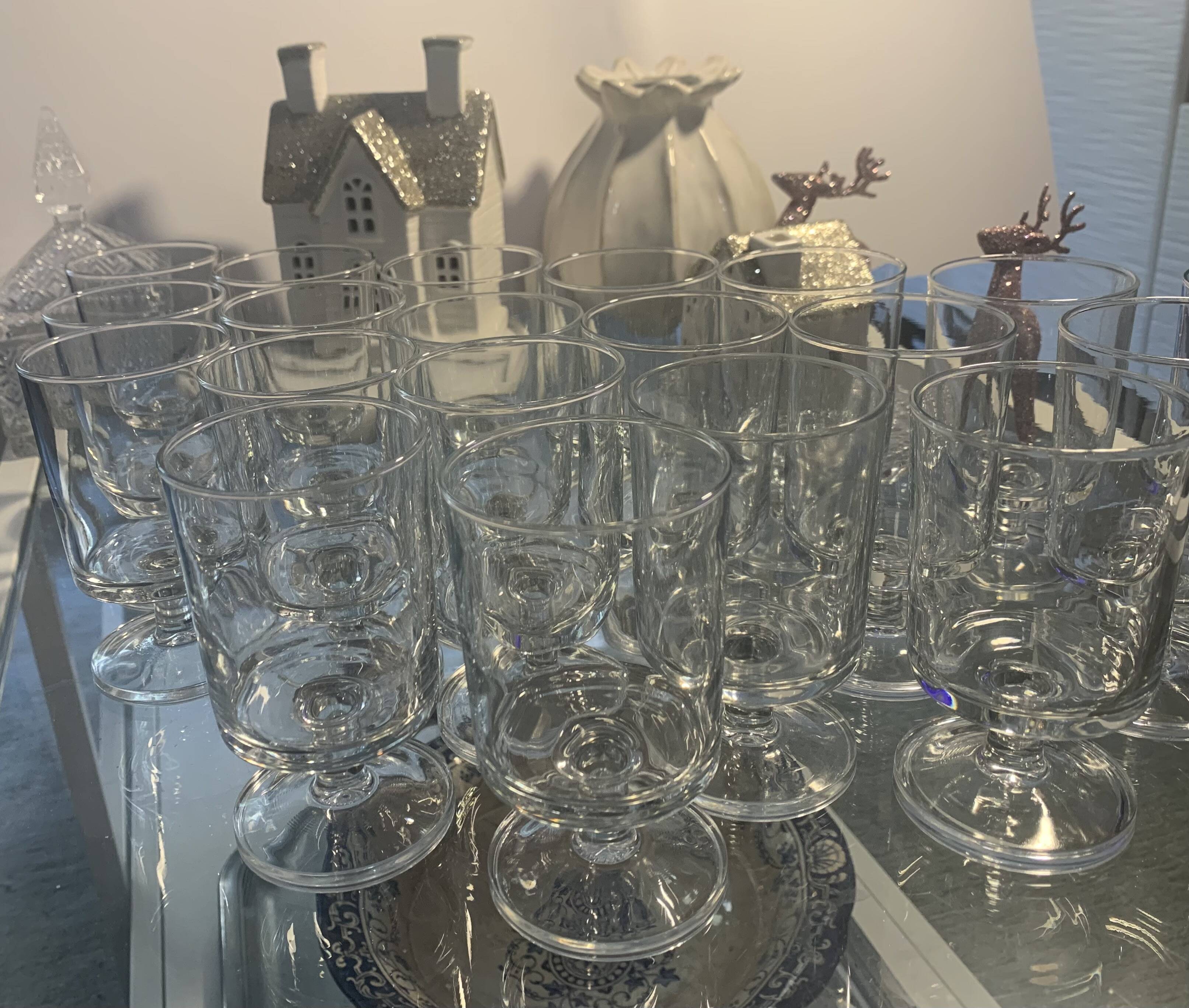 lot of vintage stemmed glasses from the 60s/70s