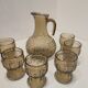 Glass set and decanter made of smoked glass from Italy