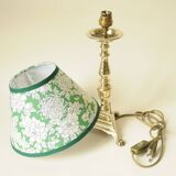 Lampe à Pied en Laiton - Abat-Jour Fleurs Liberty Vert