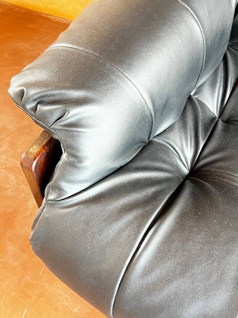 Brazilian jacaranda and leather sofa by Jean Gillon for Italma 1960