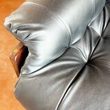 Canapéen jacaranda brésilien et cuir de Jean Gillon pour Italma 1960