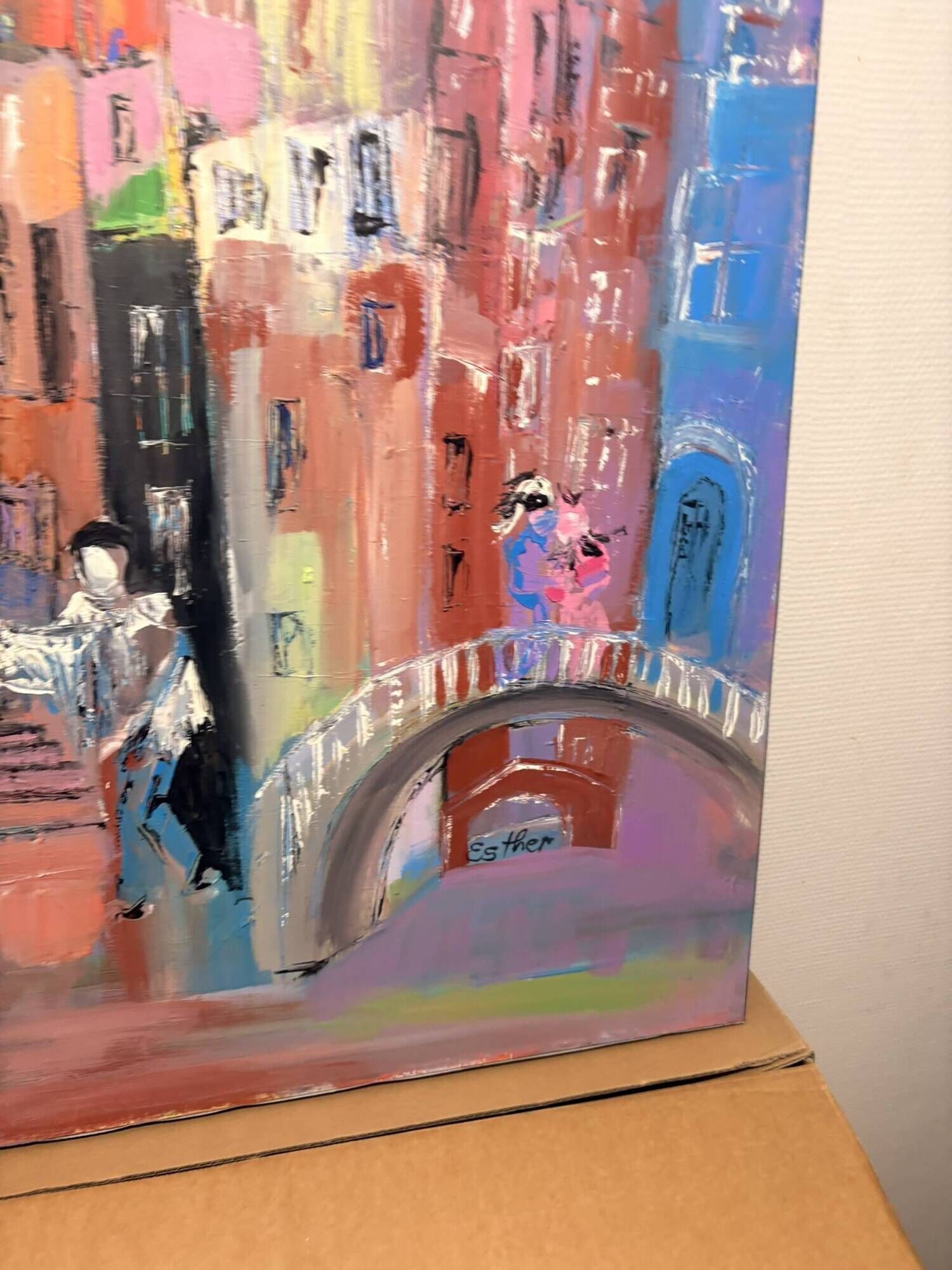 Canvas Painting Deloison Venetian Scene Carnival Pierrot Commedia