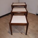 3 vintage Scandinavian white laminated teak nesting tables 1960 1970