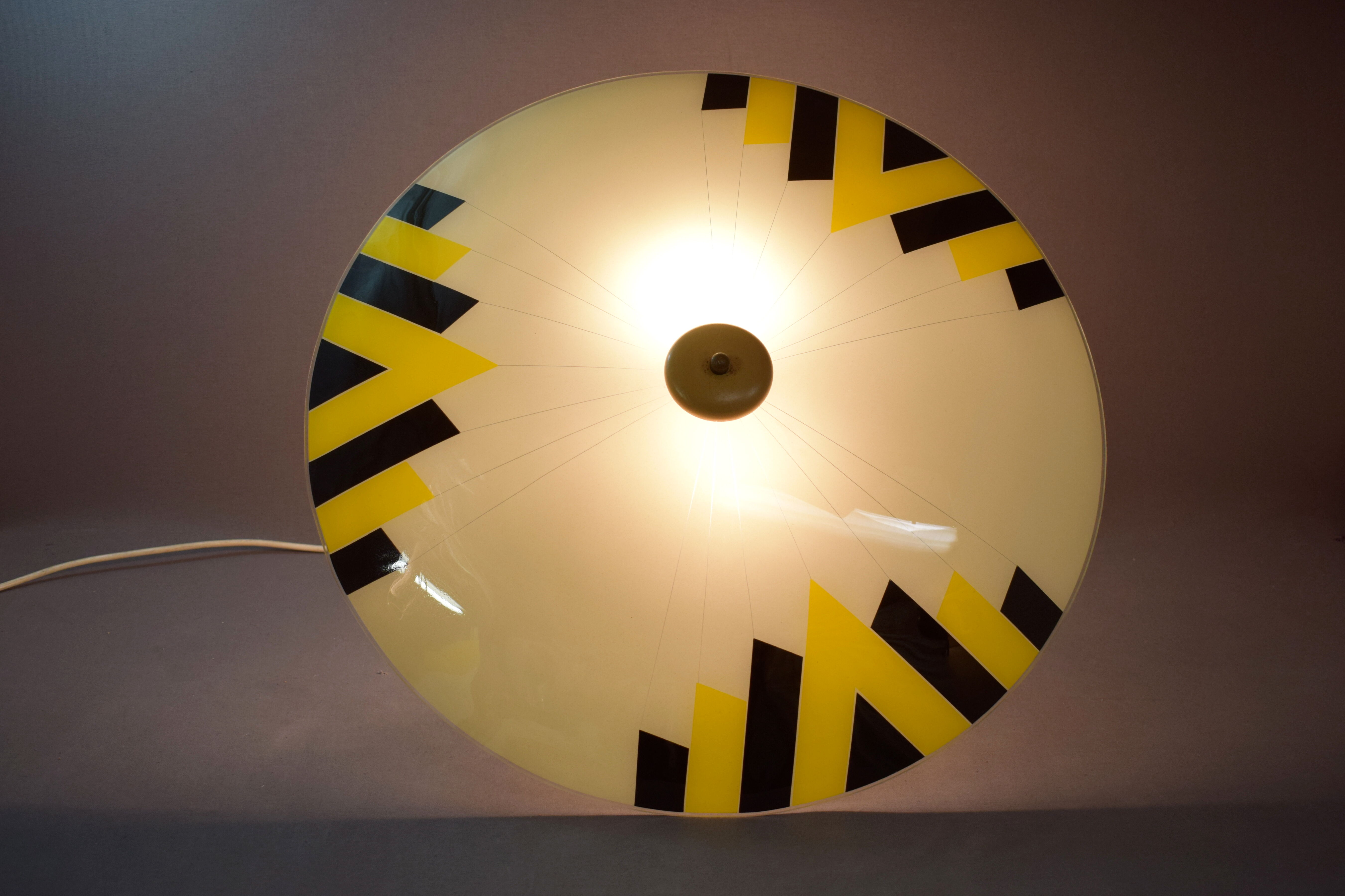 Vintage colour-patterned glass pendant light