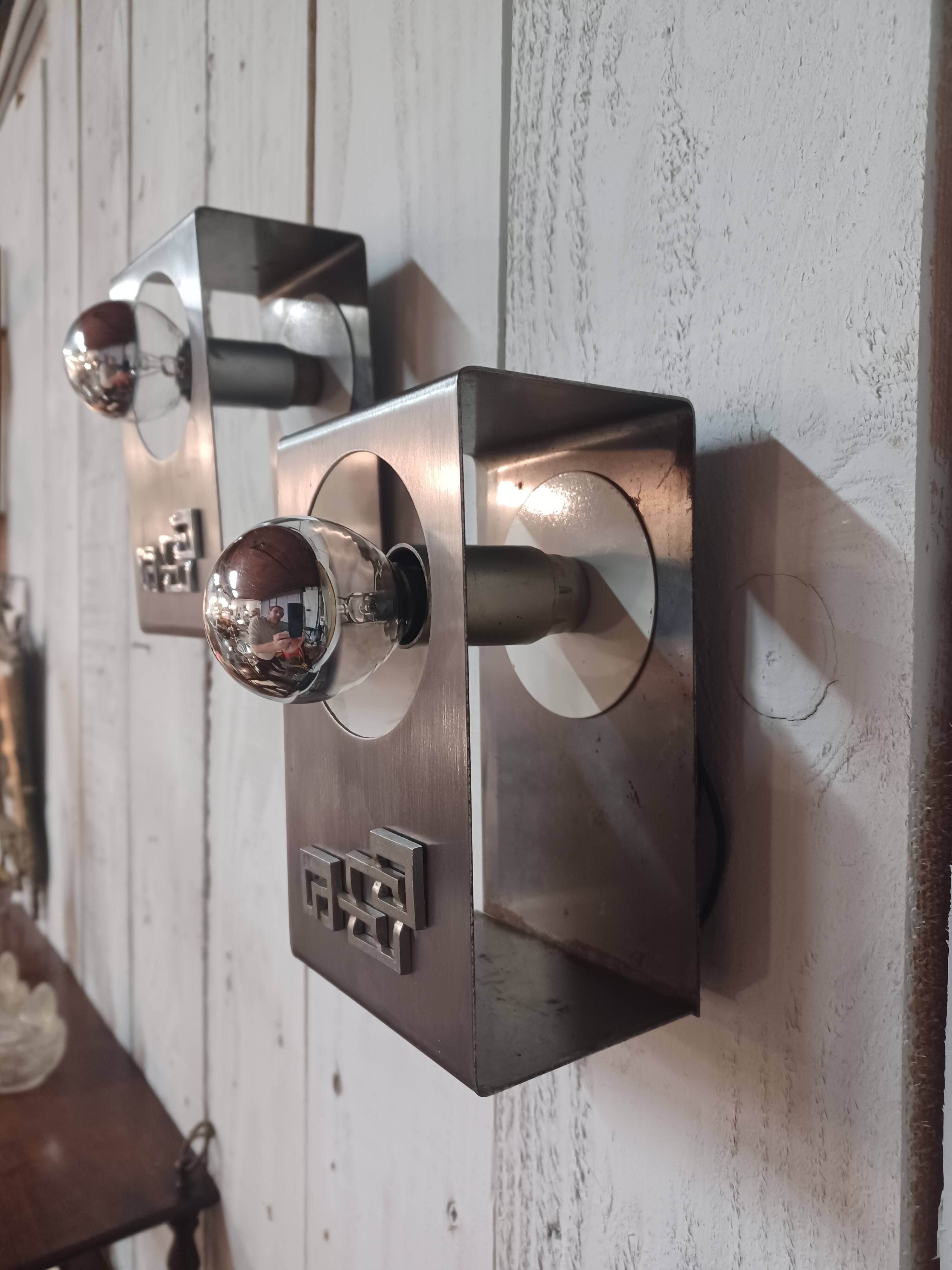 Pair of wall lights, 70'S