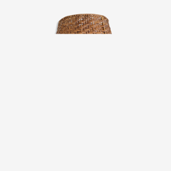 Lampe en grès et rotin