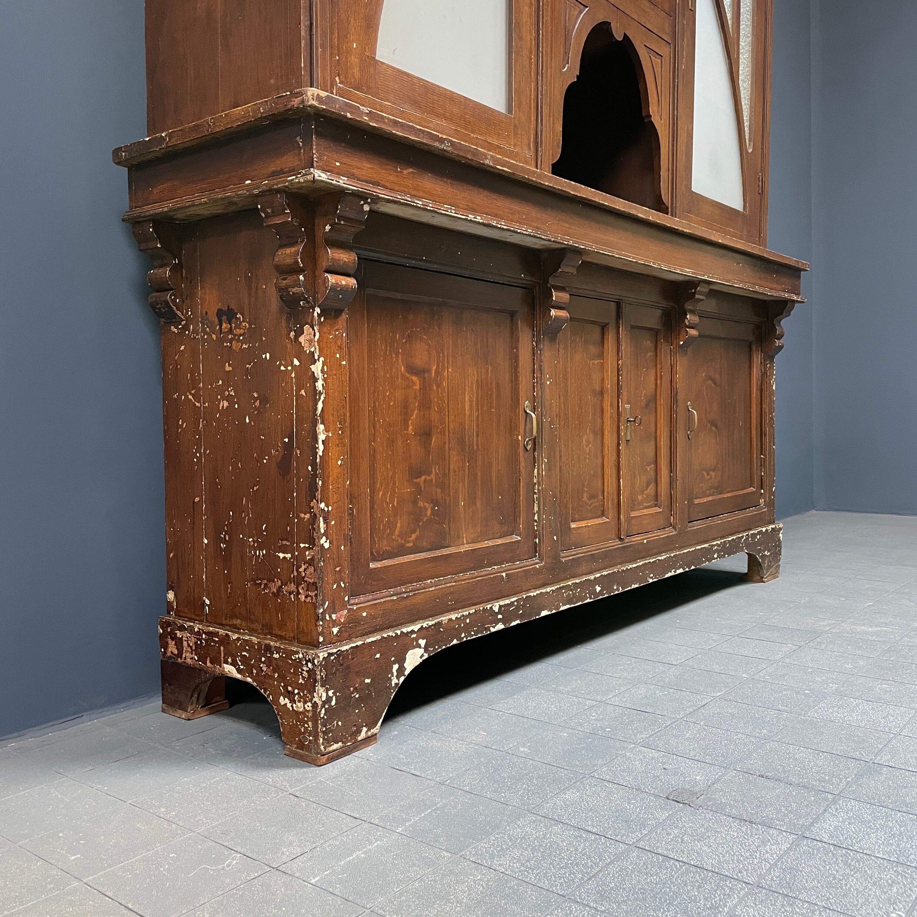 Large art deco cafe cabinet from Belgium, 1920s.