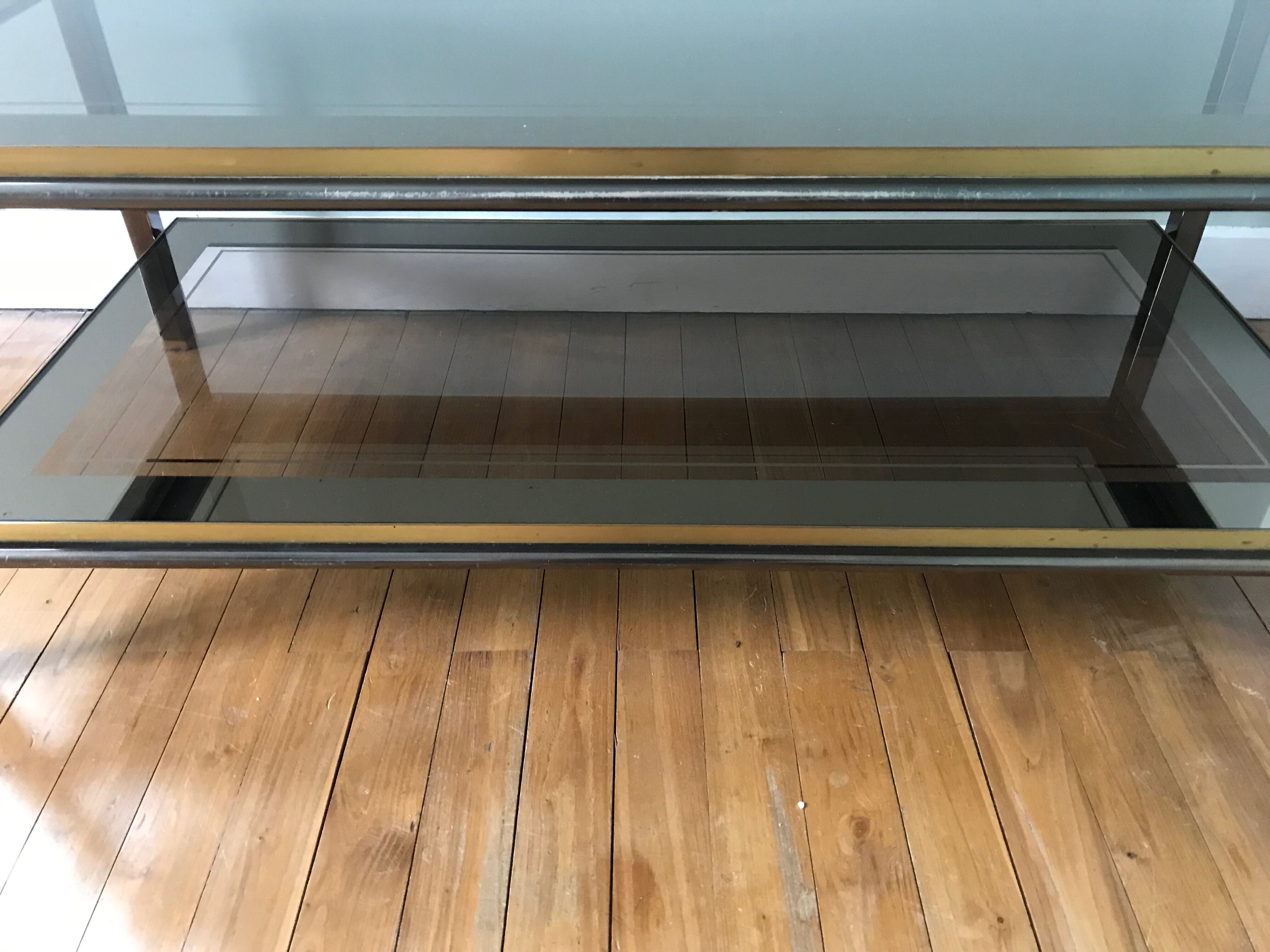 Coffee table in brass and chrome 1970