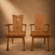 Paire fauteuils brutaliste chêne France Circa 1950