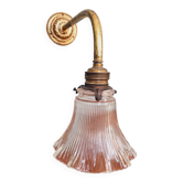 Bronze wall light with grooved clear glass, early 20th century