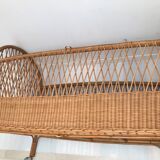 60s wicker rattan cradle bed