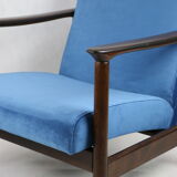 Blue marine velvet gfm-142 armchair by Edmund Homa, 1970s, ocean