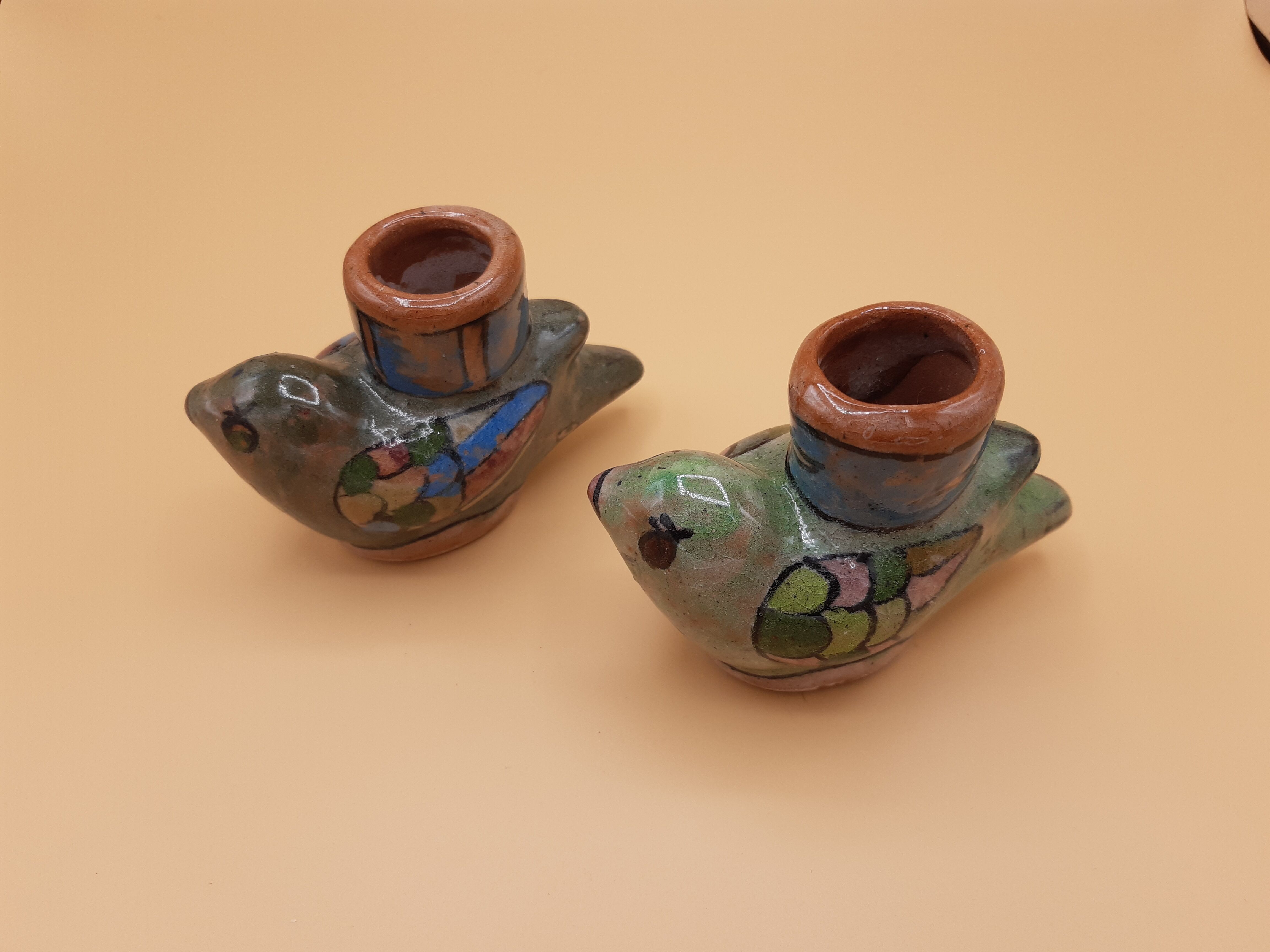 Ceramic bird candlesticks (2)