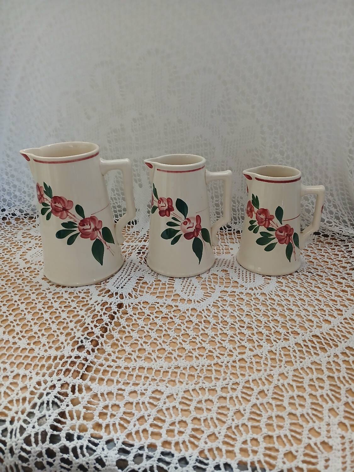 3 antique Sarreguemines pitchers