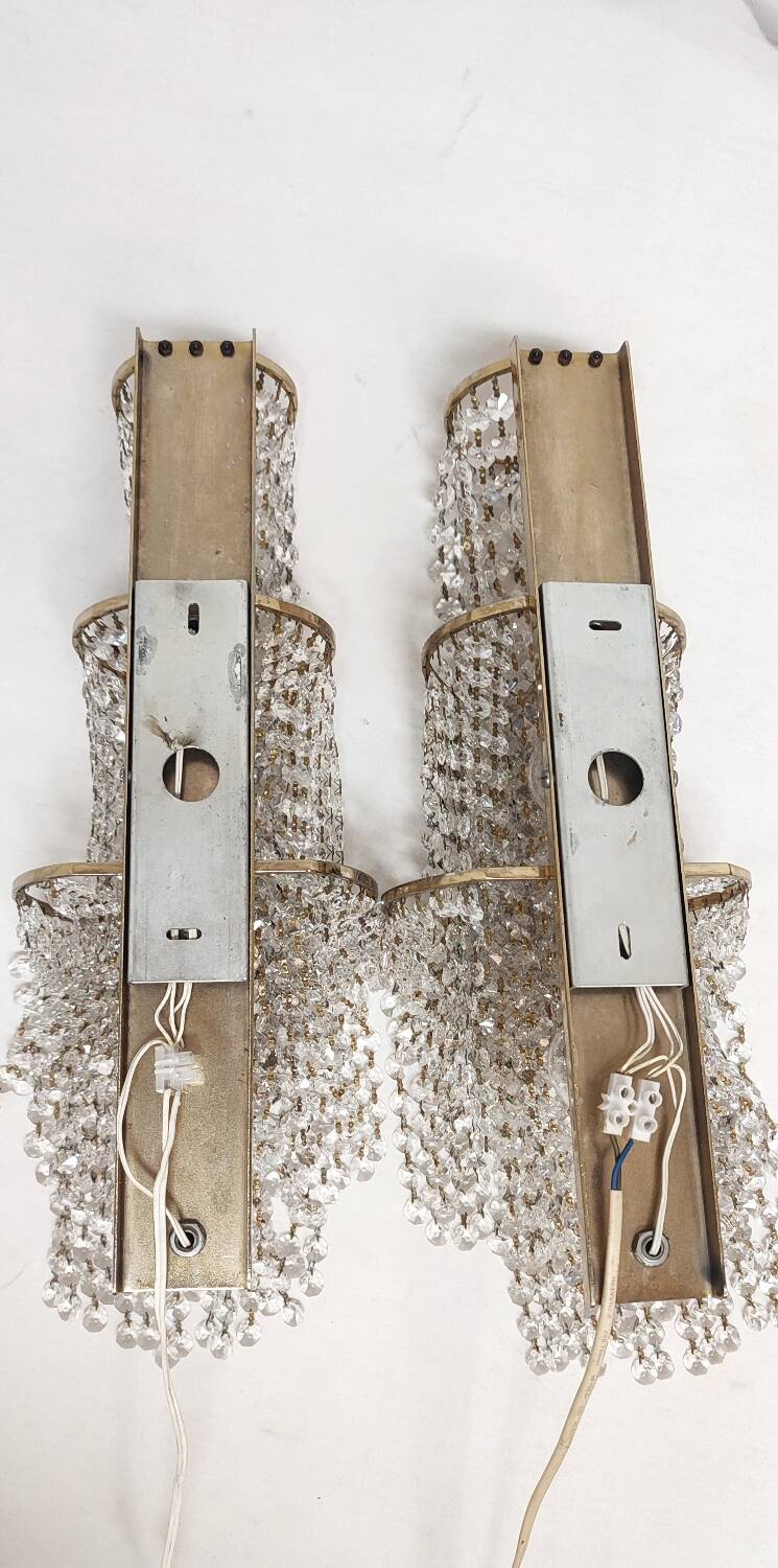 Pair of crystal appliques. France, 1970s.