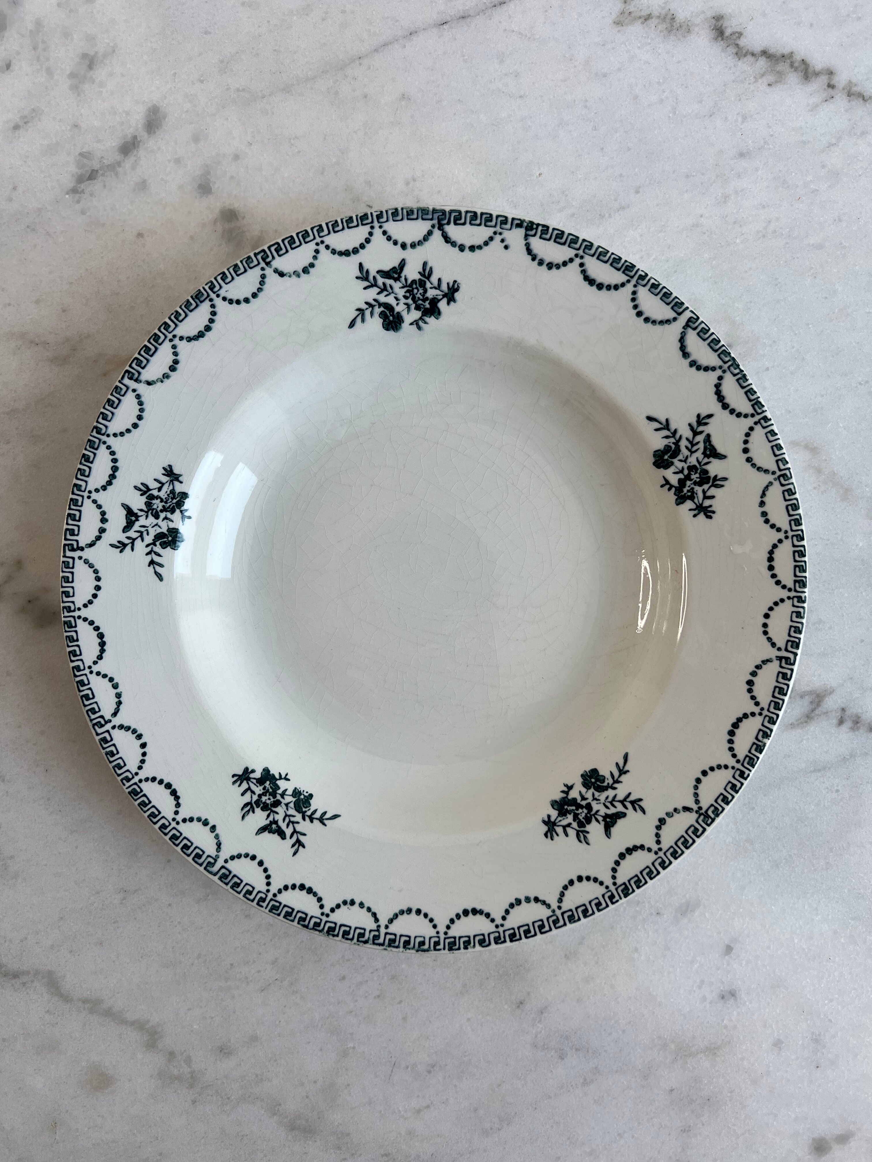 Antique deep plate — Céranord pottery, "Siamand" model