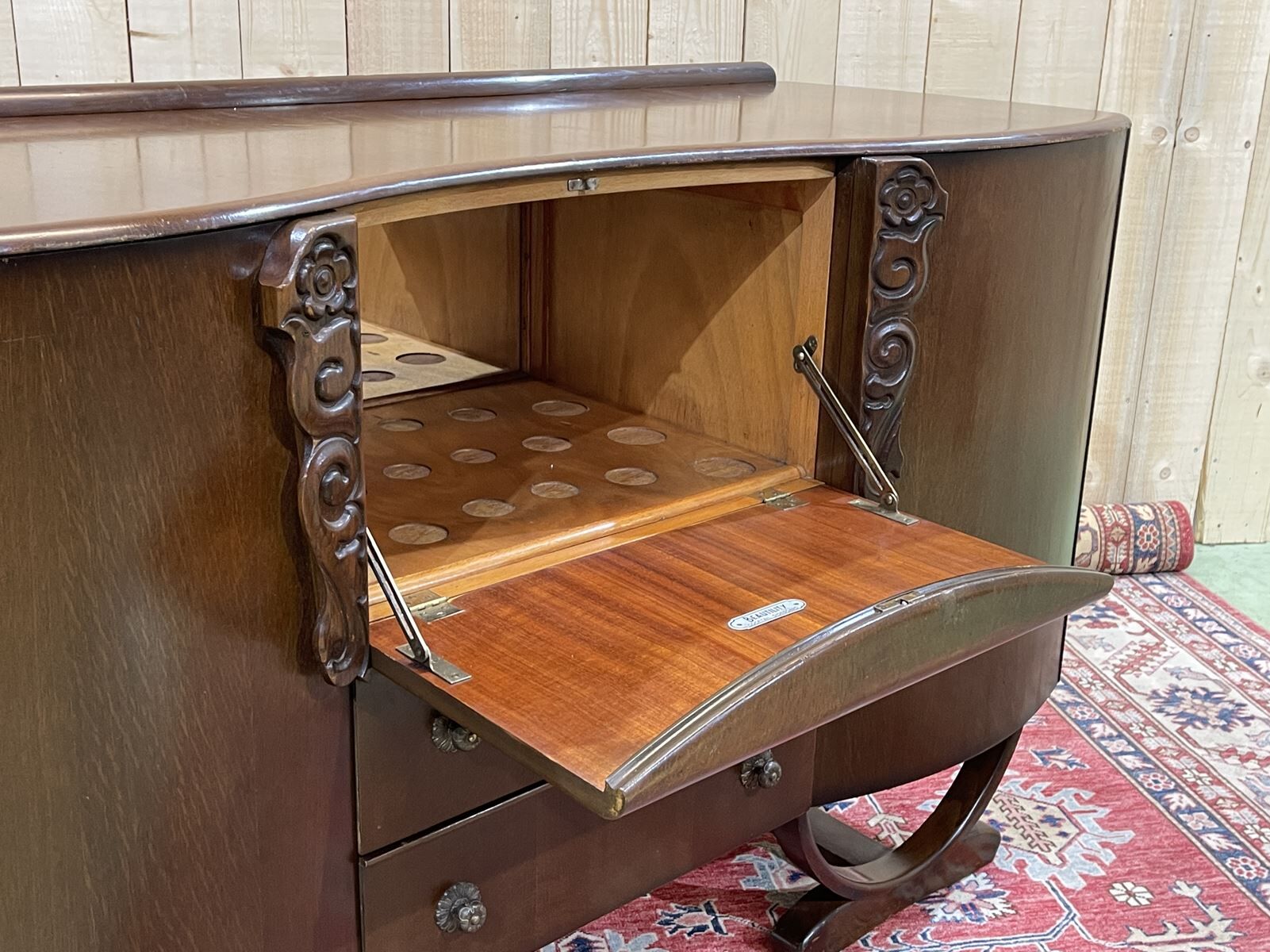 English art deco oak bar