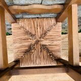 Pair of wooden and straw chairs