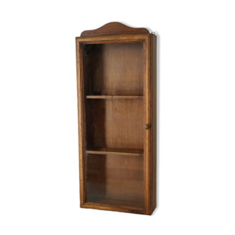 Artisanal wall display case in vintage wood