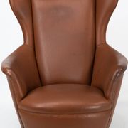 Mid-Century Italian Wingback Armchair in Leatherette, 1950s