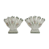 Pair vase soliflore faience/vintage