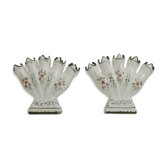 Pair vase soliflore faience/vintage