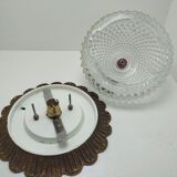 Plafonnier verre pointe de diamant et laiton 70's