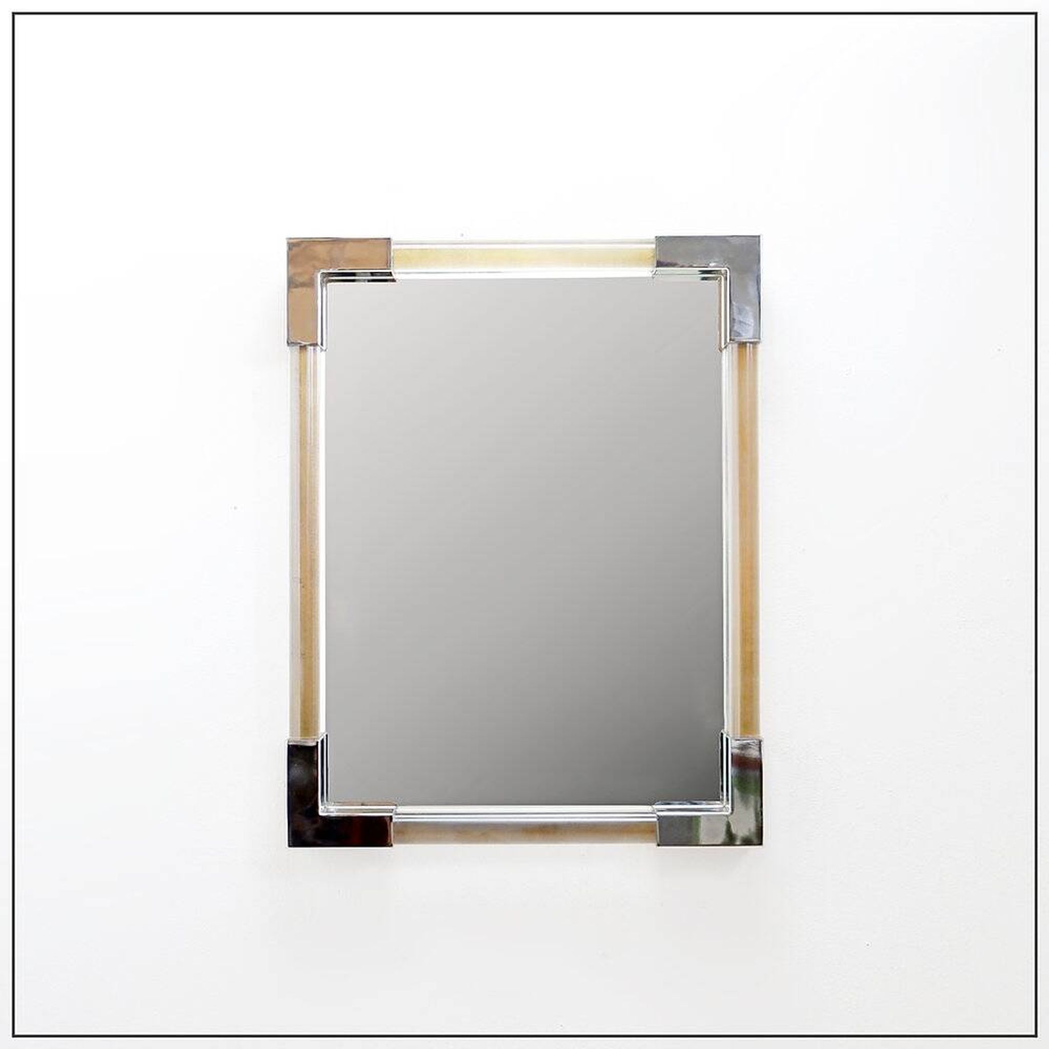 Wall mirror in lucite and chrome, 1970s