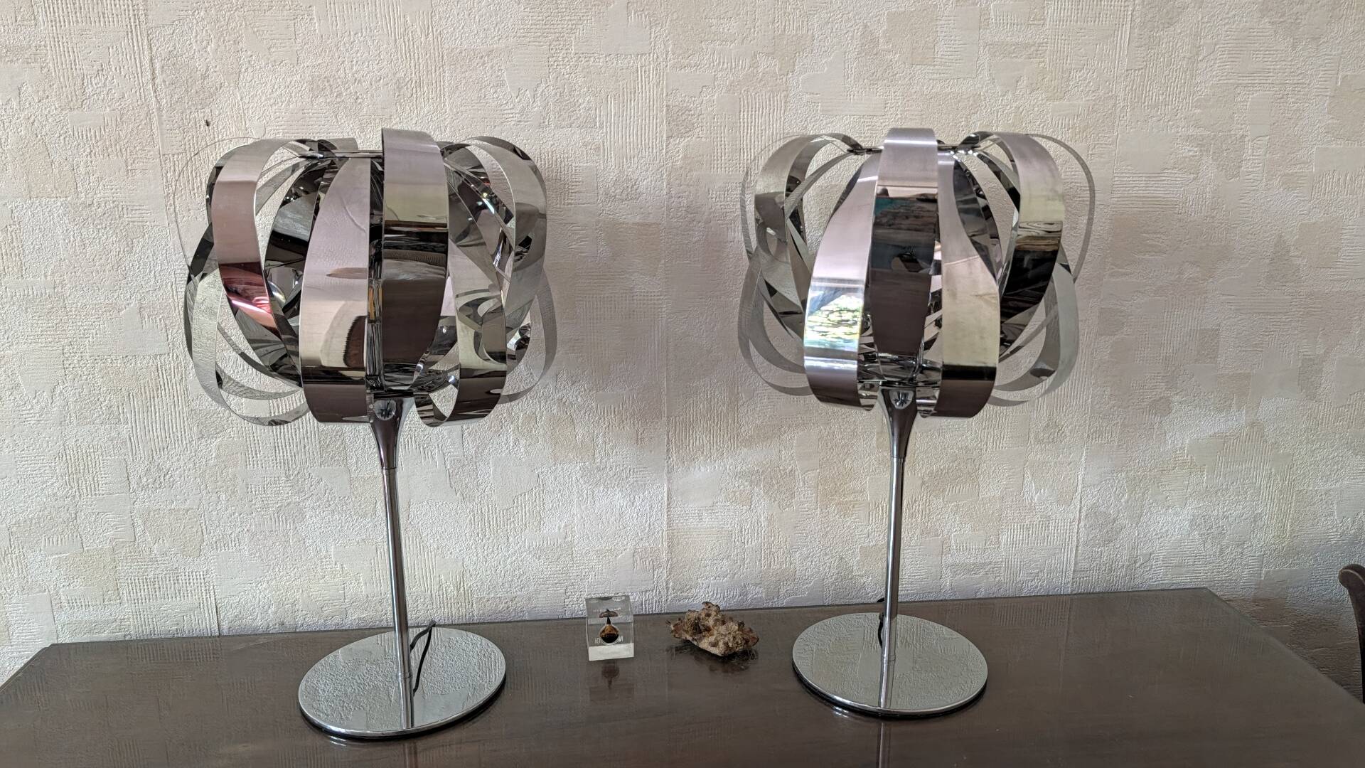Paire de lampes eres chrome – seylumière– design space age
