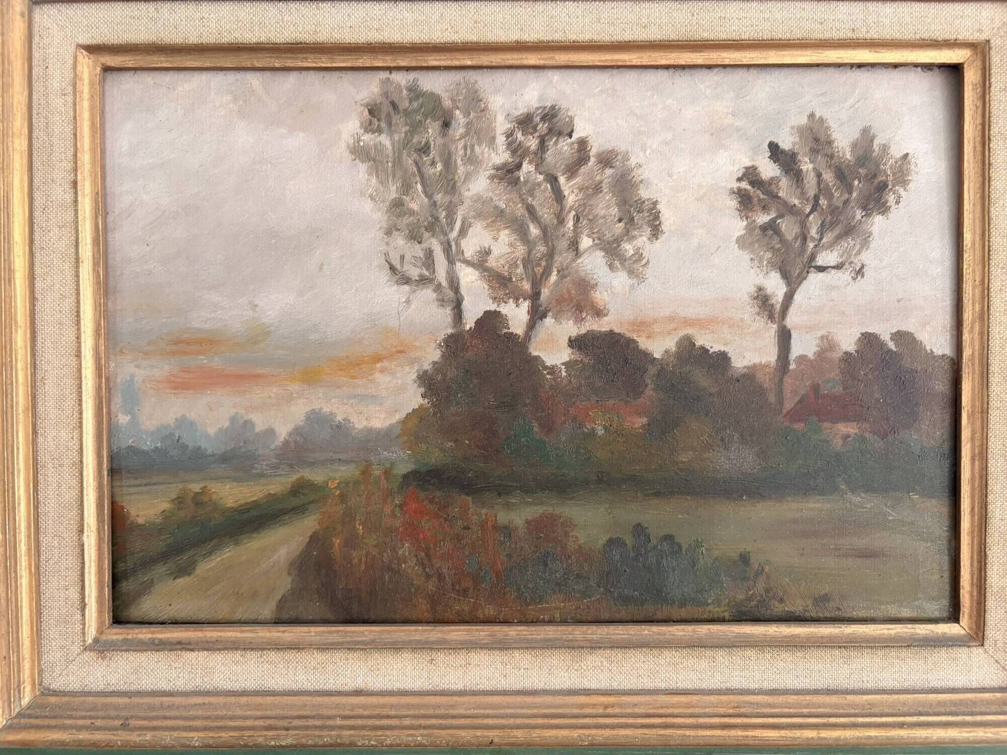 Old Landscape Painting Normandy Rouen School Montparnasse Frame Green Legrip