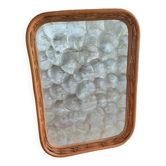 Wicker tray vintage pearlescent background