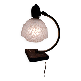 Art Deco lamp in marble and Clichy glass