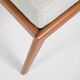 Fauteuil scandinave restauré avec repos-pieds, icône des années 60, tissu marron, teck
