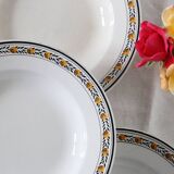 Set of 4 soup plates, Digoin Sarreguemines, Valence model