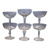 Service dépareillé de 6 coupes à champagne