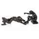 Table basse en bronze avec sculpture figurative et plateau en verre par C. Conndray