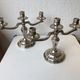 Pair of Art Deco period candlesticks in silver metal around 1940 1950