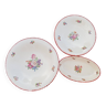 3 cream earthenware dishes with flowers, Auvergne model by Moulin des Loups, 1920