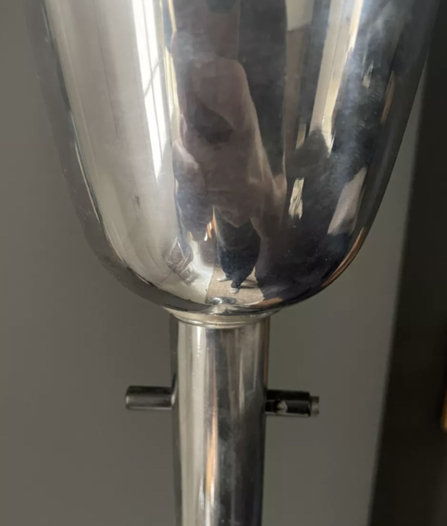 Vintage art deco floor lamp, chrome metal, France 1930