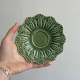 Set of 9 small old green earthenware plates
