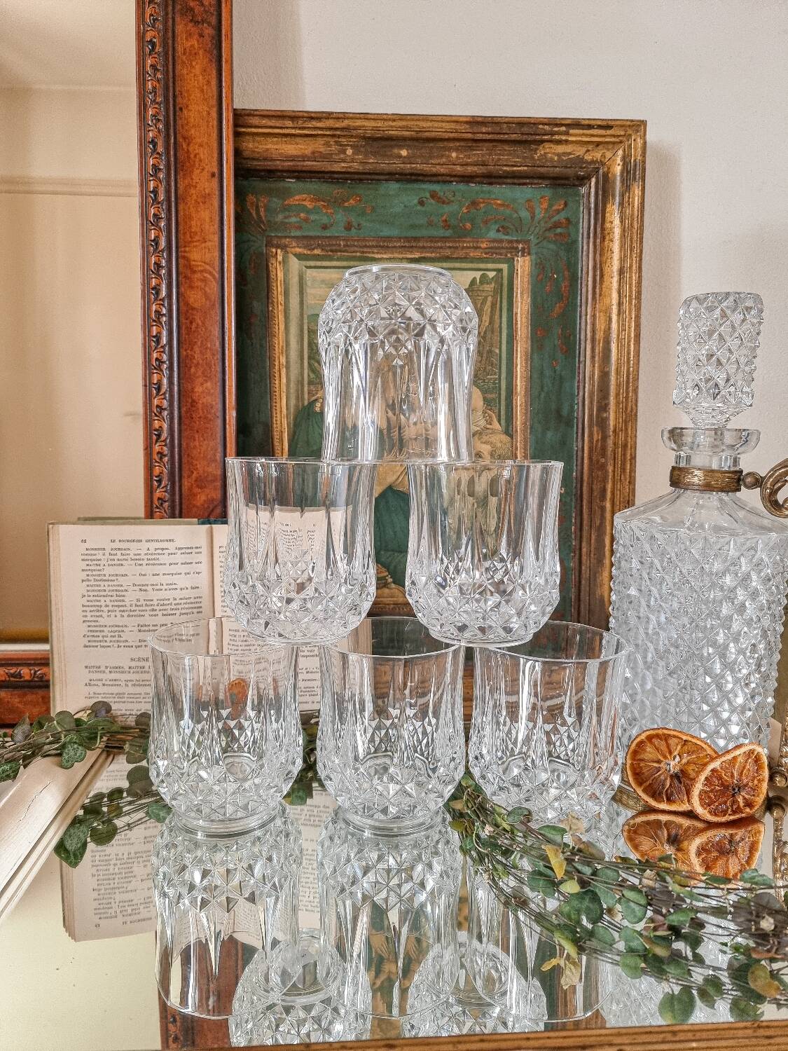 6 crystal whiskey/water glasses, Longchamp model