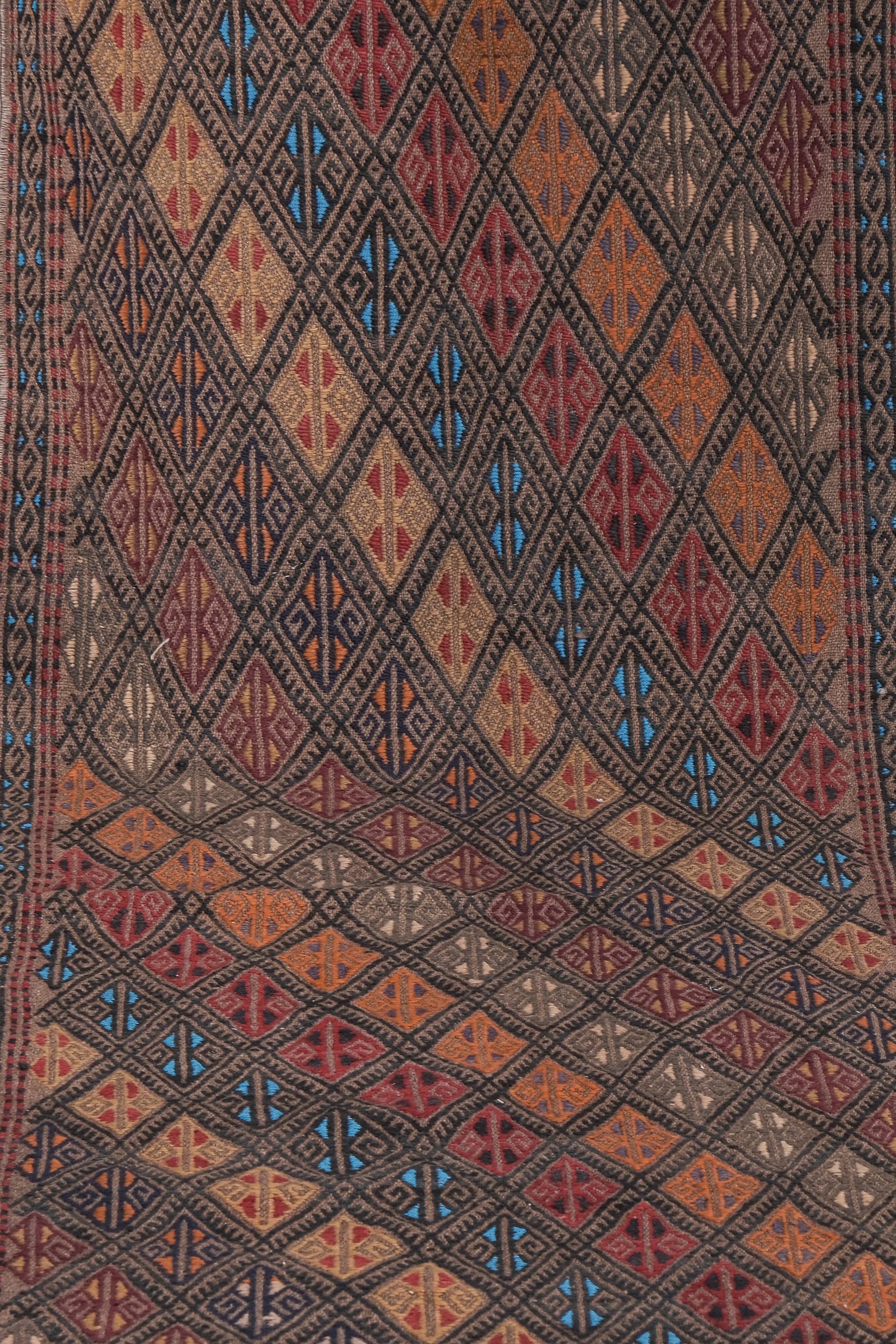Vintage Turkish rug from Oushak, hand-woven 67x427 cm