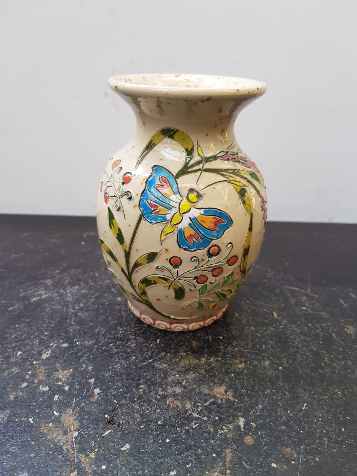 Old Vase Sandstone Alsace GRAESSEL Beige Décor Chisled Made In FRANCE Vintage